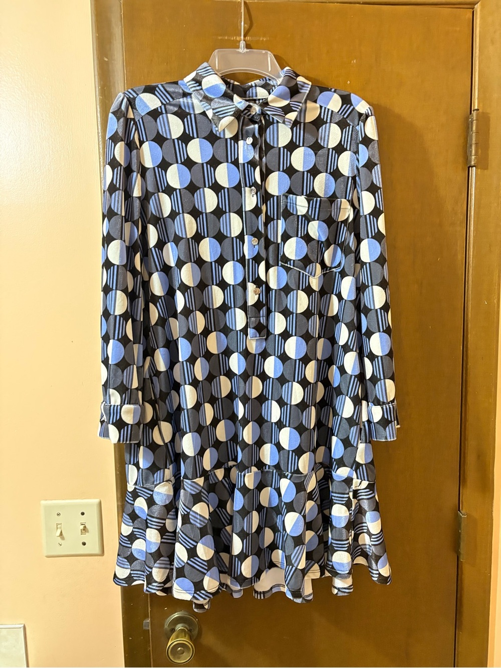 Jude Connally Henley Jude Cloth Blue & Black Polka Dot Mini Dress